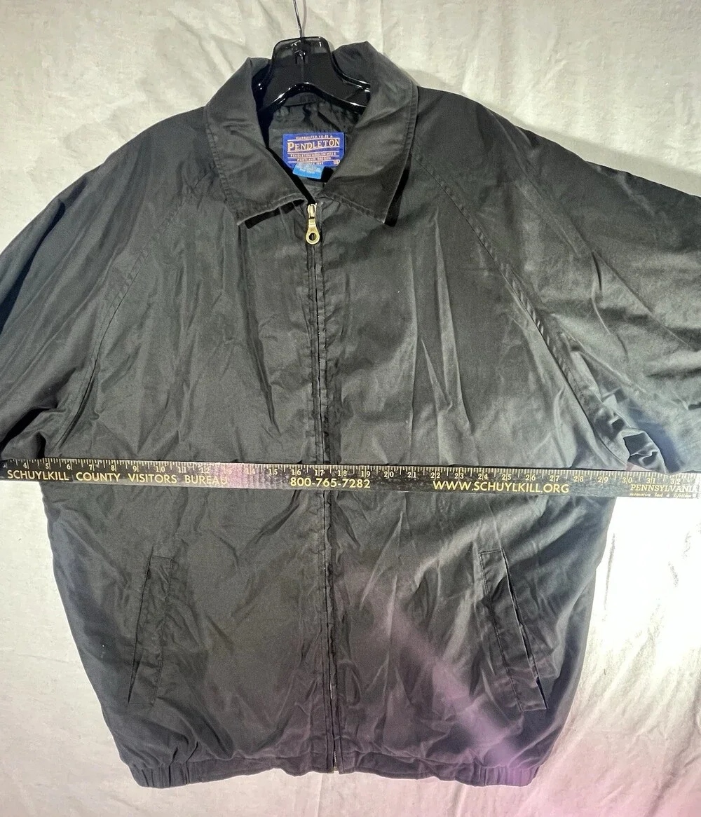 Vintage Pendleton Black Nylon Full Zip Jacket Size XL